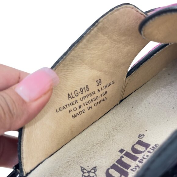 Alegria Womens Leather Slip-On Clogs Comfort Shoes Size 39 Pink&Black Adj Buckle - Picture 6 of 15